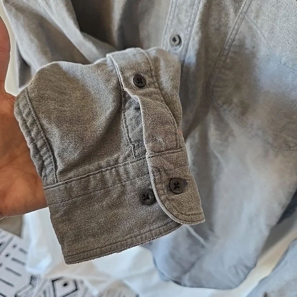 Vintage Woolrich‎ USA Made Men's XL Gray Long Sleeve 100%Cotton Shirt Flannel